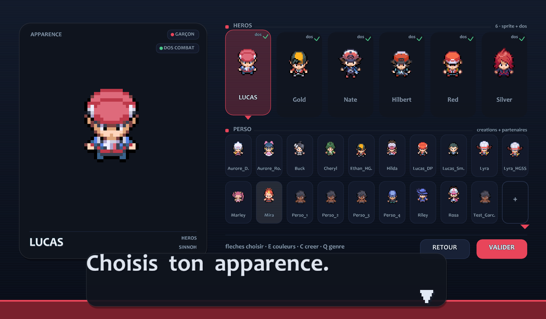 Sélection du héros